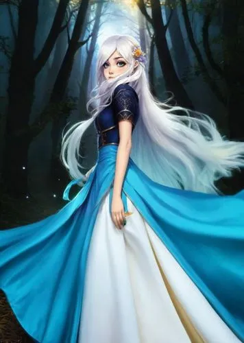 kerli,blue enchantress,peignoir,fantasy picture,derivable,winterblueher,white rose snow queen,allura,elsa,ice queen,undine,katara,thingol,the snow queen,elven forest,aquamarine,dressup,elenore,galadri