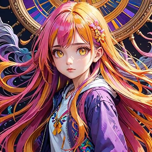 libra,zodiac sign libra,medusa,vanessa (butterfly),fae,magi,patchouli,lilikoi,lakshmi,celestial chrysanthemum,luka,violet,mystical portrait of a girl,priestess,aura,luna,virgo,spiral background,amano,elza,Anime,Anime,General