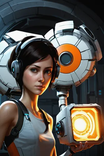 tracer,symetra,vector girl,sci fiction illustration,cg artwork,game illustration,robot icon,bb8,transistor,bb-8,transistor checking,action-adventure game,girl with gun,sci fi,bb8-droid,infiltrator,gear shaper,cybernetics,sci-fi,sci - fi,Illustration,American Style,American Style 07