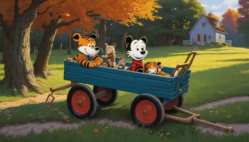 fall animals,children's ride,autumn chores,school bus,family outing,push cart,straw cart,cartoon car,children's background,cart,disneyland park,animal train,buckthorn family,old halloween car,autumn idyll,golf cart,halloween car,straw carts,disney-land,disney land,Illustration,Realistic Fantasy,Realistic Fantasy 27