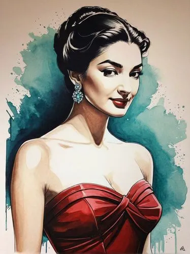 Descarga fondos de pantalla bonitos para tu dispositivo , pencil drawing of girl 
Maria Callas
 by 
STAN LEE
 , giant perfect round fake chest, stunning slim waist, 
tight strapless dinner dress,megar