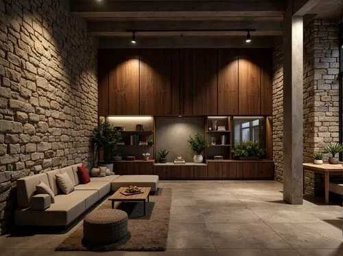 loft,stone wall,rest room,lobby,wooden wall,ryokan,limewood,interior modern design,clubroom,natuzzi,contemporary decor,basement,home interior,amanresorts,stoneworks,minotti,travertine,telleria,cassina,interior decoration