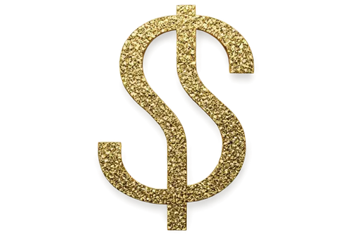 Dollar sign symbol, golden color, metallic material, detailed texture, ornate font, bold design, centered composition, shallow depth of field, high contrast lighting, cinematic rendering.,dollar sign,