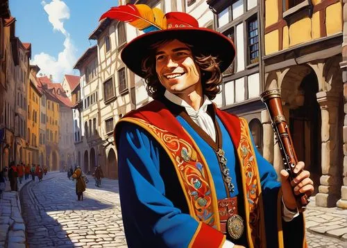 town crier,the pied piper of hamelin,bamberg,musketeer,jester,oranienburg,appenzeller,hamelin,eulenspiegel,schaffhausen,muenster,brandenburg,czechia,medieval street,luneburg,regensburg,bellboy,freiberg,winemaker,galicia,Conceptual Art,Sci-Fi,Sci-Fi 23