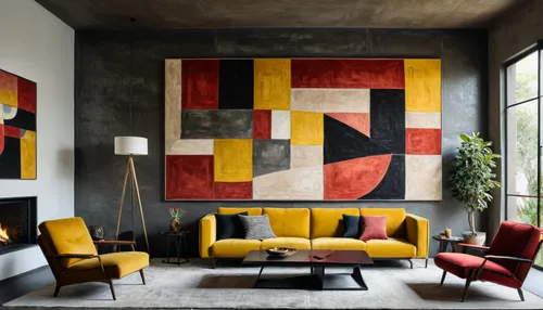 mid century modern,modern decor,contemporary decor,interior design,mondrian,geometric style,mid century,danish furniture,wall decor,interior decor,abstract painting,interior modern design,geometric,wall decoration,wall art,interior decoration,living room,decorative art,contemporary,the living room of a photographer,Photography,General,Natural