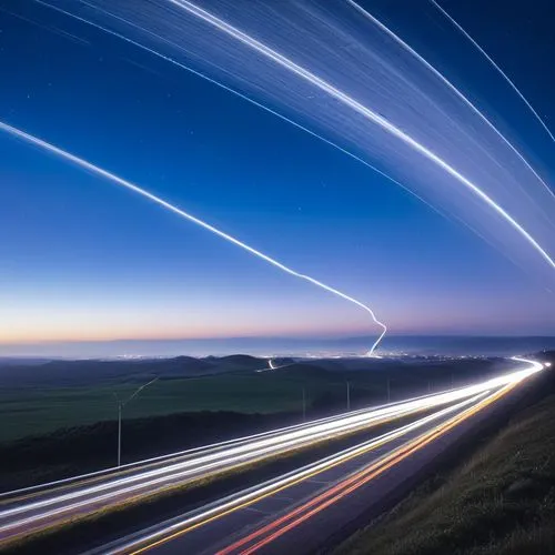 the sky with multiple airplanes and trails,light trail,light trails,long exposure,speed of light,long exposure light,light streak