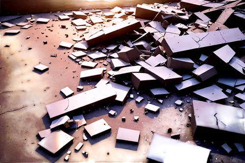 metal pile,shards,smashed glass,metal segments,rubble,fragmented,shattered,shatters,broken glass,cube surface,building rubble,wreckages,counterpunched,deconstructing,concrete blocks,wreckage,sheetmetal,fragments,shavings,scrap metal,Illustration,Retro,Retro 01