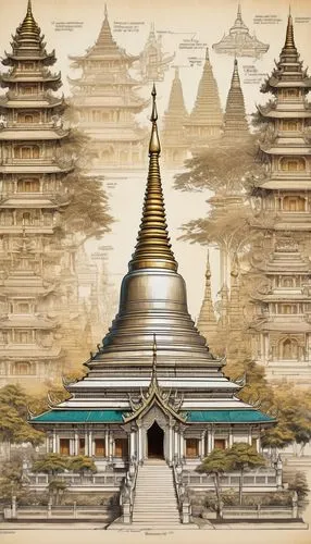 the golden pavilion,pagodas,asian architecture,hall of supreme harmony,stone pagoda,golden pavilion,white temple,mandalay,world digital painting,shambhala,buddhist temple,dhammakaya pagoda,oriental painting,chortens,chedi,khenin,hluttaw,palyul,ksitigarbha,tempel,Unique,Design,Blueprint