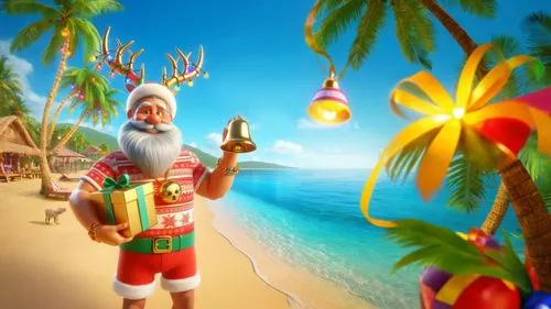 santa claus at beach,christmas on beach,christmasbackground,christmas background,christmas island,travelocity,elfed,holidaymaker,roelf,st claus,corona christmas,claus,elf,north pole,christmas wallpaper,elfie,santaland,lutin,elves flight,elfving