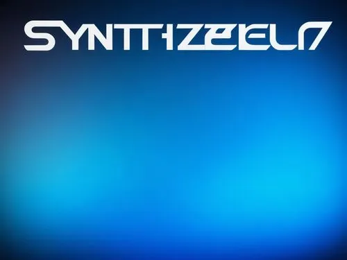 Synthetizeur 7 album,a close up view of a blue logo with white letters,syntel,syntek,synthes,synovate,syratech,synetic