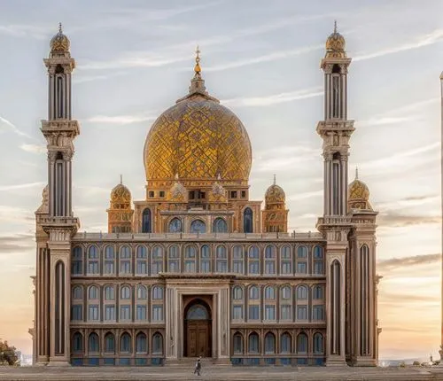 a large blue building with gold domes and windows,al nahyan grand mosque,king abdullah i mosque,sultan qaboos grand mosque,sharjah,grand mosque,abu dhabi mosque,hassan 2 mosque,brunei,islamic architec