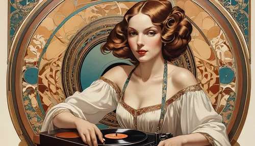 gramophone,78rpm,the gramophone,gramophone record,art deco woman,retro turntable,vinyl player,phonograph,phonograph record,disk jockey,record player,the phonograph,vinyl records,vinyl record,disc jockey,thorens,transistor,fifties records,vintage girl,retro pin up girl,Photography,General,Realistic