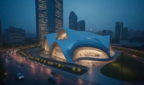 hongdan center,futuristic architecture,futuristic art museum,guangzhou,wanzhou,dongdaemun,Photography,General,Cinematic