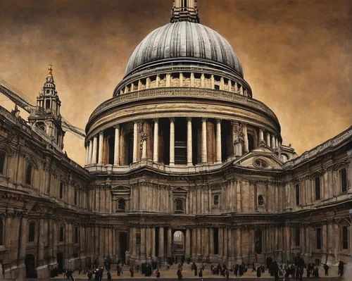 st pauls,st paul's outside the walls,st peter's square,city of london,london buildings,church painting,saint paul,neoclassical,landmarks,pantheon,photo painting,monarch online london,world digital painting,chalk drawing,city scape,art painting,beautiful buildings,capital cities,british museum,capital building,Illustration,Realistic Fantasy,Realistic Fantasy 07