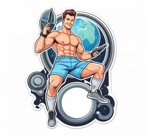 красивый парень в шортах,Muscle boy,muscle icon,Unique,Design,Sticker