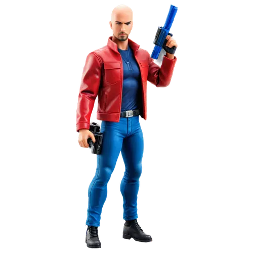 actionfigure,action figure,marvel figurine,collectible action figures,game figure,red hood,3d figure,plastic toy,atom,ken,red super hero,man holding gun and light,smurf figure,lex,bomber,play figures,daredevil,spike,moc chau hill,plastic model