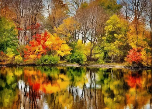 Reflection Photograph  - Reflection Fine Art Print,fall landscape,autumn landscape,autumn background,autumn trees,trees in the fall,the trees in the fall,fall foliage,autumn frame,autumn colouring,col