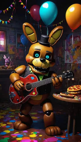 birthday banner background,ukulele,musical rodent,serenade,mariachi,banjo,birthday party,party animal,miguel of coco,banjo uke,guitar player,3d render,rosa cantina,chimichanga,musician,playing the guitar,piñata,guitar,party dad,cavaquinho,Illustration,Realistic Fantasy,Realistic Fantasy 28