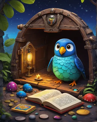 reading owl,twitter bird,twitter logo,nest workshop,bird house,bird bird kingdom,bird kingdom,birdhouse,owl background,wooden birdhouse,boobook owl,scholar,children's background,game illustration,nocturnal bird,birdhouses,bird painting,owl art,bird illustration,fairy house,Illustration,Realistic Fantasy,Realistic Fantasy 22