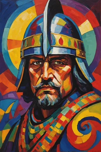 genghis khan,machu pi,conquistador,yi sun sin,kokoshnik,ernő rubik,tribal chief,samurai,khokhloma painting,indigenous painting,inca face,machu,emperor,chief,mongolian,haegen,barbarian,roman soldier,shuanghuan noble,the emperor's mustache,Art,Artistic Painting,Artistic Painting 36