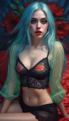 dahlia,digital painting,fantasy portrait,floral poppy,world digital painting,blue rose,vampire lady,vampire woman,passionflower,red dahlia,digital art,red passion flower,turquoise,passiflora,rosella,dahlia dahlia,fantasy art,siren,with roses,harley quinn,Conceptual Art,Fantasy,Fantasy 01