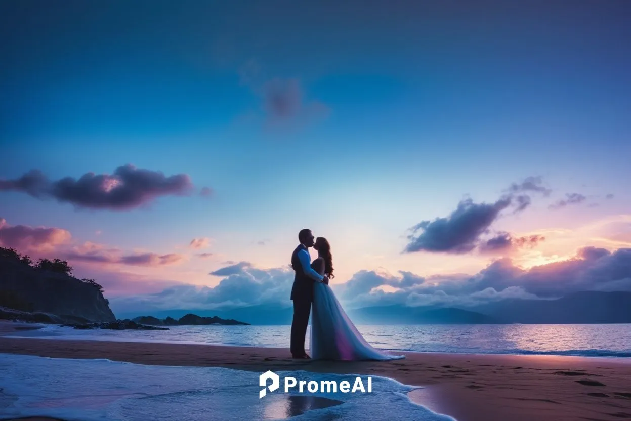 a bride and groom emce at the beach on their wedding day,mermaid silhouette,wedding photography,elopement,woman silhouette,wedding photo,wedding photographer,Photography,General,Realistic