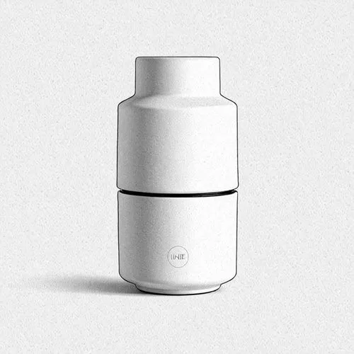 cup，bottle,a small white cup is shown in an abstract composition,pill bottle,canister,saltshaker,drug bottle,thermos,isolated bottle,Design Sketch,Design Sketch,Black and white Comic