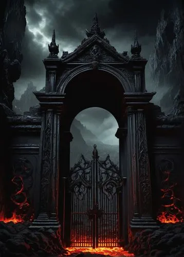 door to hell,iron gate,portal,heaven gate,metal gate,gates,haunted cathedral,blood church,sepulchre,iron door,purgatory,hall of the fallen,end-of-admoria,necropolis,gateway,front gate,entry forbidden,mortuary temple,gate,victory gate,Illustration,Black and White,Black and White 06