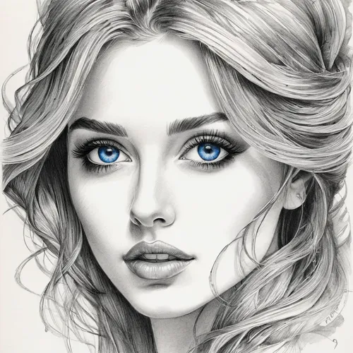 blue eyes,eyes line art,blue eye,pencil drawing,elsa,the blue eye,pencil drawings,ojos azules,girl drawing,fantasy portrait,girl portrait,women's eyes,pencil art,winterblueher,charcoal pencil,blue painting,baby blue eyes,romantic portrait,color pencil,pencil color,Illustration,Black and White,Black and White 30