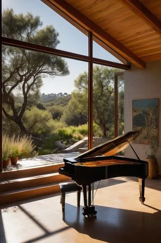 grand piano,the piano,steinway,fortepiano,sunroom,conservatories,esalen,pianos,conservatory,home landscape,steinways,dunes house,neutra,harpsichord,arcosanti,mid century house,music conservatory,piano,concerto for piano,landscape designers sydney,Illustration,Retro,Retro 20