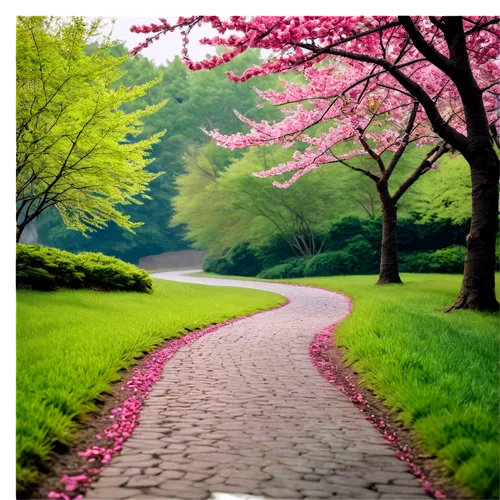 tree lined path,walking in a spring,pathway,cherry blossom tree-lined avenue,walk in a park,forest path,tree lined lane,nature background,spring nature,spring background,hiking path,walkway,walk,pink green,nature wallpaper,springtime background,landscape background,the mystical path,go for a walk,background view nature,Art,Classical Oil Painting,Classical Oil Painting 37