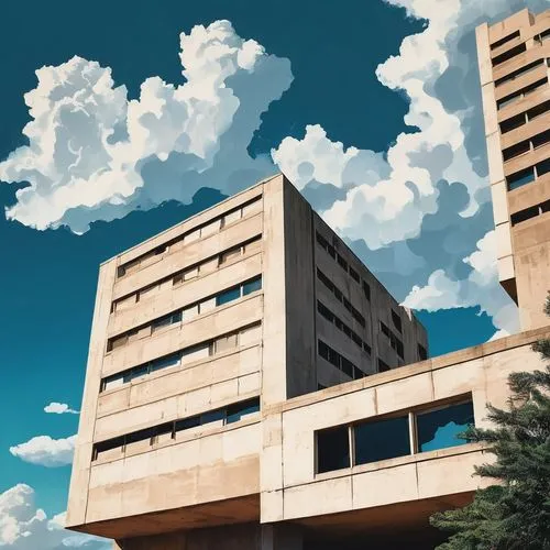 lusaka,ohsu,medical center,sky apartment,ufrj,unisa,brutalism,skyscraping,edificio,skyscraper,alchemax,cwru,high-rise building,university hospital,unza,dorms,hospital,psychiko,skyways,saitou,Illustration,Japanese style,Japanese Style 06