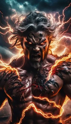 god of thunder,zeus,poseidon god face,angry man,strom,thundercat,fire background,thunderbolt,poseidon,thunder,electro,thunder snake,electrified,lightning damage,anger,nature's wrath,fire siren,fire devil,rage,goku,Photography,Artistic Photography,Artistic Photography 04