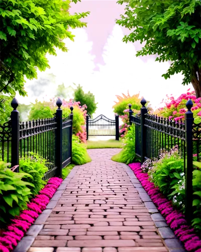 walkway,pathway,rose drive,cartoon video game background,landscape background,heaven gate,walkways,walk in a park,gateway,entry path,to the garden,sidewalk,towards the garden,white picket fence,driveway,home landscape,scenic bridge,3d background,springtime background,driveways,Conceptual Art,Daily,Daily 22