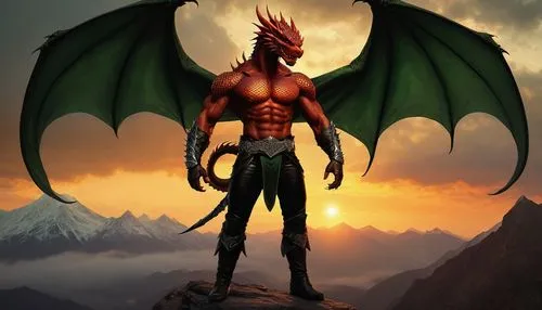 dragon of earth,draconic,heroic fantasy,daemon,wyrm,drago milenario,devilwood,charizard,black dragon,nine-tailed,dark-type,green dragon,black warrior,diablo,devil's walkingstick,dragon li,fire devil,devil,firethorn,male character,Art,Classical Oil Painting,Classical Oil Painting 44