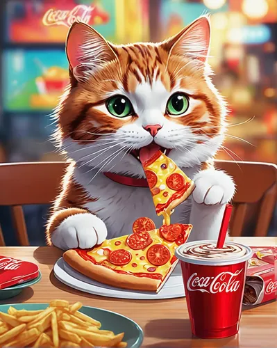 cartoon cat,pizza hut,red cat,cat vector,funny cat,cute cat,cat image,cat cartoon,pizza service,cat,animal feline,order pizza,catlike,pizza,cat food,pizzeria,cute cartoon image,like to eat,tom cat,feline,Illustration,Japanese style,Japanese Style 04