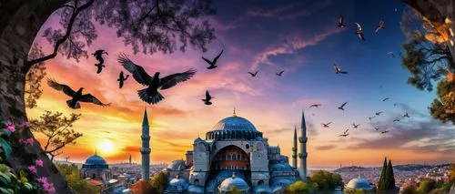 sultan ahmed mosque,istanbul,istanbul city,blue mosque,arabic background,sultanahmet,ramadan background,sultan ahmet mosque,fantasy picture,constantinople,grand bazaar,mosques,grand mosque,bird kingdom,turkey,fantasy landscape,turkey tourism,world digital painting,islamic architectural,bosphorus,Photography,Artistic Photography,Artistic Photography 02