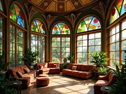 conservatory,orangery,sunroom,lobby,orangerie,conservatories,stained glass windows,ornate room,sitting room,hotel lobby,solarium,iranian architecture,breakfast room,dandelion hall,parlor,atriums,reading room,persian architecture,interior decor,royal interior