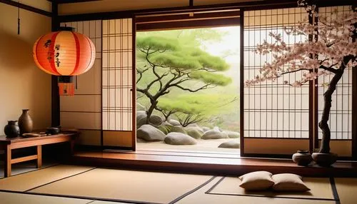 japanese-style room,ryokan,ryokans,japanese zen garden,zen garden,tea ceremony,chanoyu,dojo,japanese art,tatami,japon,japanese culture,japanese style,the japanese tree,zen stones,shoin,teahouse,japan garden,japanese background,japanese garden ornament,Art,Classical Oil Painting,Classical Oil Painting 15