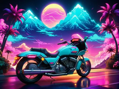 retro background,motorcyle,80's design,nightrider,neon arrows,motorbike,Conceptual Art,Sci-Fi,Sci-Fi 28