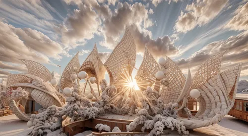 ice hotel,snow roof,infinite snow,3d fantasy,white temple,fractal environment,ice castle,futuristic architecture,snow landscape,saint basil's cathedral,mandelbulb,snowhotel,cube stilt houses,snow house,moscow city,fractals art,futuristic landscape,ekaterinburg,sky space concept,hudson yards