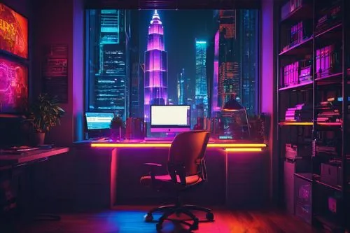 cyberpunk,computer room,study room,modern office,creative office,blur office background,working space,cyberscene,computer workstation,office desk,desk,synth,computerized,offices,80's design,the server room,aesthetic,doctor's room,computer,computerworld,Conceptual Art,Sci-Fi,Sci-Fi 26