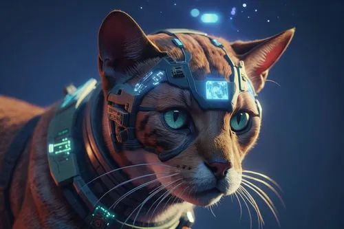 a cat with futuristic clothing and green eyes,bengal cat,tiger cat,tigor,tigerish,tiger,rajah,Photography,General,Sci-Fi