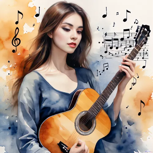 musician,guitar,classical guitar,woman playing,music,concert guitar,serenade,art bard,stringed instrument,violin woman,music instruments,world digital painting,playing the guitar,guitar player,digital