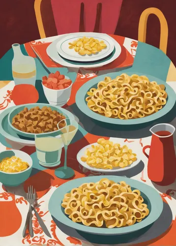 pasta and beans,italian pasta,rotini,cavatappi,macaroni,pasta,pasta e fagioli,cheese noodles,placemat,pasta pomodoro,alphabet pasta,sicilian cuisine,passatelli,conchiglie,cavatelli,feast noodles,colorful pasta,italian food,italian cuisine,spaguetti,Illustration,Vector,Vector 08