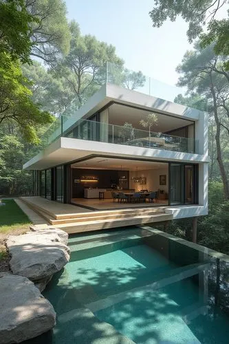 modern house,house by the water,forest house,pool house,house in the forest,modern architecture