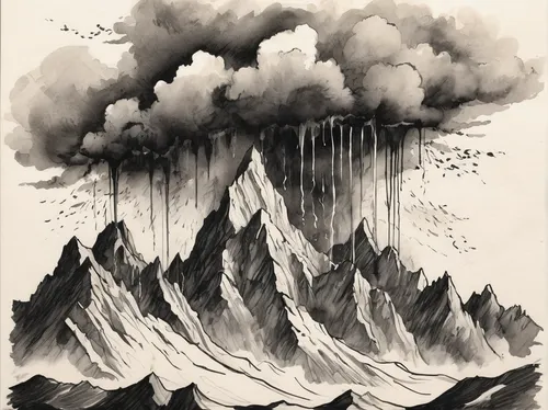 cloud mountain,volcanic landscape,volcano,fire mountain,volcanoes,volcanos,volcanism,the eruption,volcanic,cloud mountains,ash cloud,eruption,volcanic field,the volcano,volcanic landform,the volcano avachinsky,volcanic activity,volcanic eruption,stratovolcano,thunderclouds,Illustration,Black and White,Black and White 34