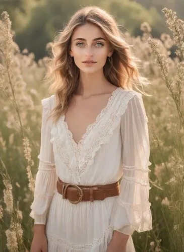 country dress,boho,romantic look,vintage angel,liberty cotton,vintage floral,vintage woman,beautiful girl with flowers,boho background,enchanting,romantic portrait,countrygirl,meadow,angelic,farm girl,linen heart,pale,white silk,southern belle,sun bride,Photography,Realistic