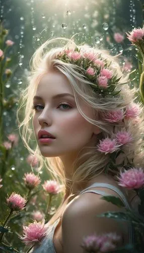 girl in flowers,beautiful girl with flowers,faery,flower fairy,splendor of flowers,faerie,Conceptual Art,Fantasy,Fantasy 11