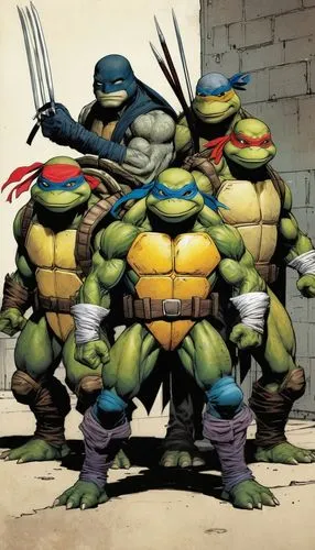 tmnt,raphael,turtles,raph,donatello,bisley,Illustration,Paper based,Paper Based 05